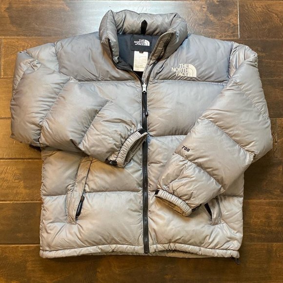 Men’s Gray North Face Goose Down 700 Nuptse Puffer Jacket Size Large - Picture 1 of 2